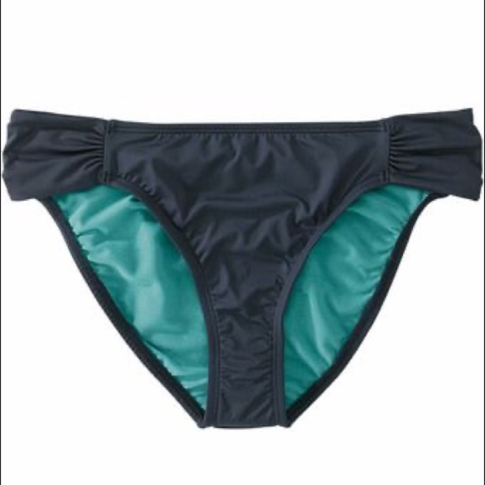 Mossimo Swim Ruched Bikini Bottom, Gray-Blue